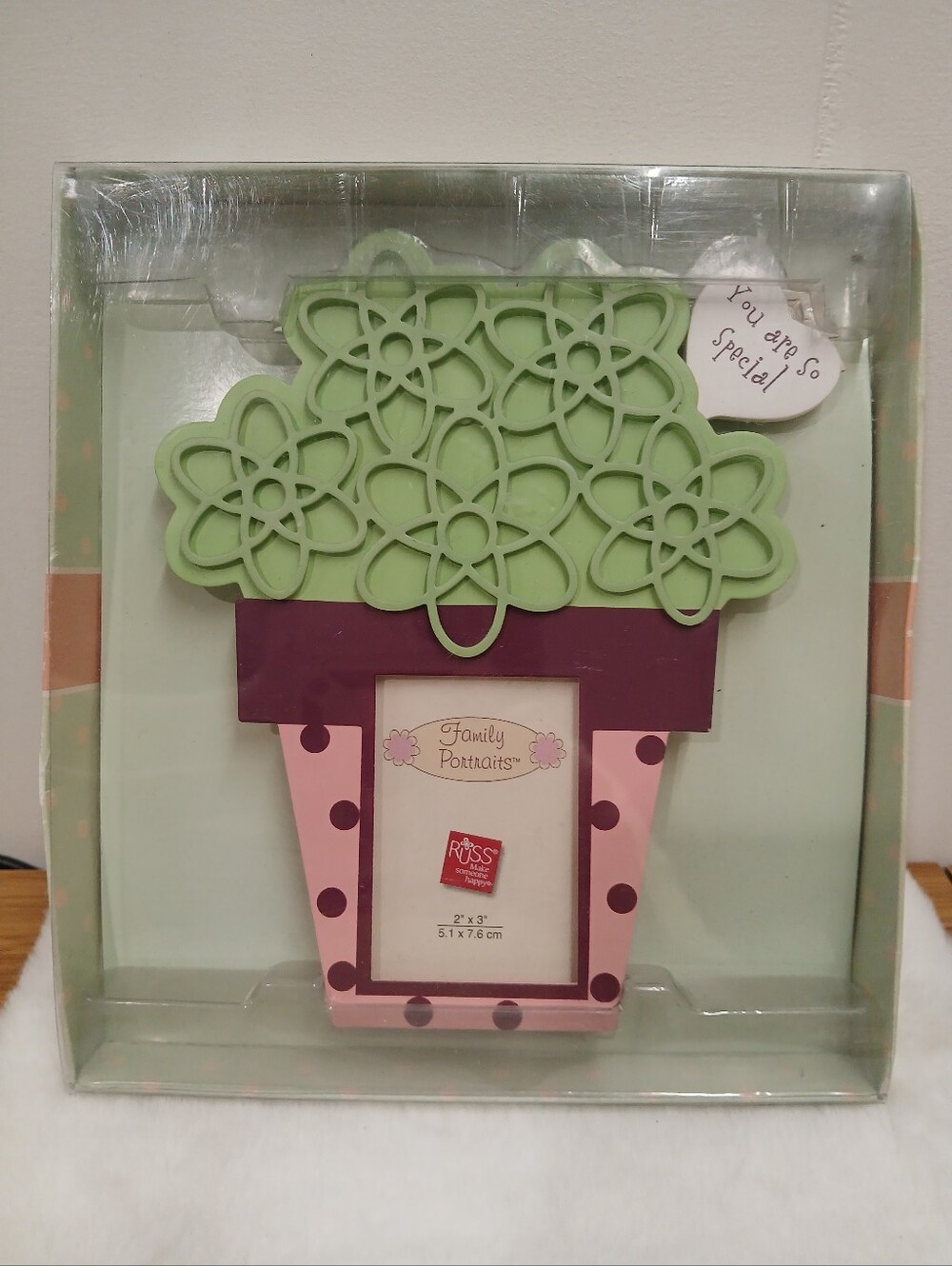 Y2K Flower Pot Picture Frame - Pink, Green & Purple by Russ 2"×3" NIB